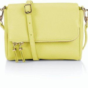 Talbots Yellow Leather Mini Folder Bag - Crossbody w Gold Hardware